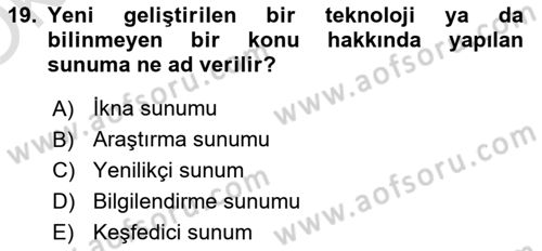 Marka İletişiminde Analiz Ve Araştırma 1 Dersi 2023 - 2024 Yılı Yaz Okulu Sınav Soruları 19. Soru