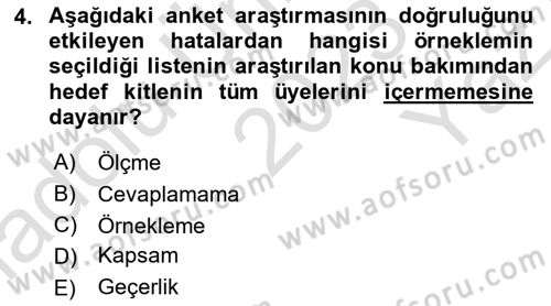 Marka İletişiminde Analiz Ve Araştırma 1 Dersi 2023 - 2024 Yılı Yaz Okulu Sınav Soruları 4. Soru