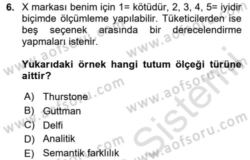 Marka İletişiminde Analiz Ve Araştırma 1 Dersi 2023 - 2024 Yılı Yaz Okulu Sınav Soruları 6. Soru