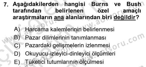 Marka İletişiminde Analiz Ve Araştırma 1 Dersi 2023 - 2024 Yılı Yaz Okulu Sınav Soruları 7. Soru