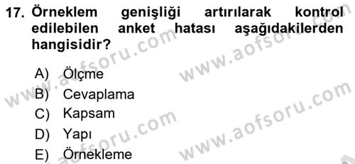Marka İletişiminde Analiz Ve Araştırma 1 Dersi 2024 - 2025 Yılı (Final) Dönem Sonu Sınav Soruları 17. Soru
