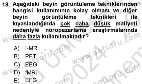 Marka İletişiminde Analiz Ve Araştırma 1 Dersi 2024 - 2025 Yılı (Final) Dönem Sonu Sınav Soruları 18. Soru