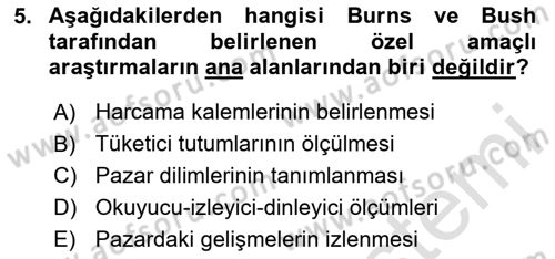 Marka İletişiminde Analiz Ve Araştırma 1 Dersi 2024 - 2025 Yılı (Final) Dönem Sonu Sınav Soruları 5. Soru