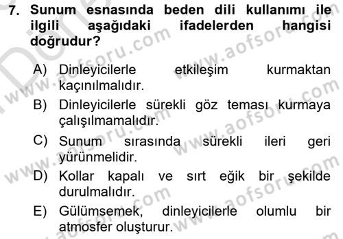 Marka İletişiminde Analiz Ve Araştırma 1 Dersi 2024 - 2025 Yılı (Final) Dönem Sonu Sınav Soruları 7. Soru