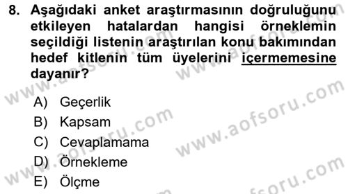 Marka İletişiminde Analiz Ve Araştırma 1 Dersi 2024 - 2025 Yılı (Final) Dönem Sonu Sınav Soruları 8. Soru