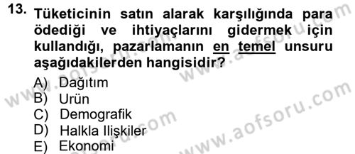 Reklamcılık Dersi Ara Sınavı Deneme Sınav Soruları 13. Soru