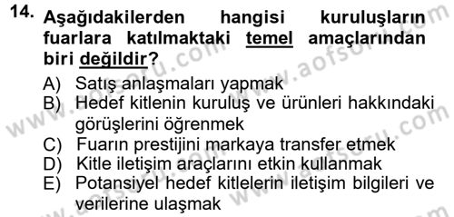 Reklamcılık Dersi Ara Sınavı Deneme Sınav Soruları 14. Soru