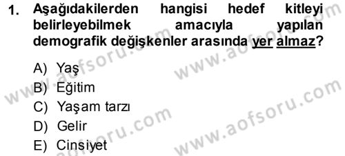 Reklamcılık Dersi Ara Sınavı Deneme Sınav Soruları 1. Soru