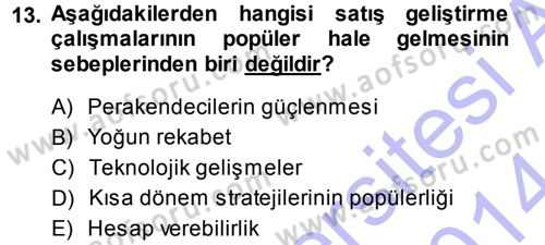 Reklamcılık Dersi 2013 - 2014 Yılı (Vize) Ara Sınav Soruları 13. Soru