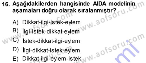 Reklamcılık Dersi Ara Sınavı Deneme Sınav Soruları 16. Soru