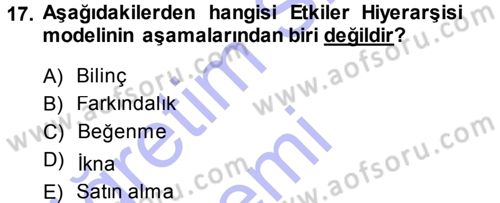 Reklamcılık Dersi Ara Sınavı Deneme Sınav Soruları 17. Soru