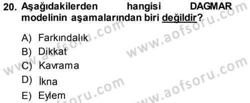 Reklamcılık Dersi Ara Sınavı Deneme Sınav Soruları 20. Soru