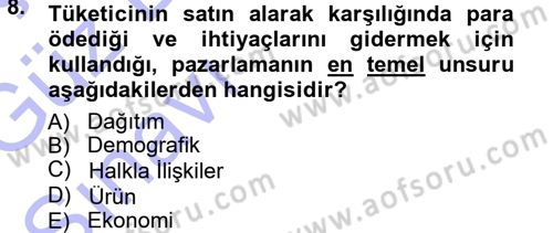 Reklamcılık Dersi Ara Sınavı Deneme Sınav Soruları 8. Soru