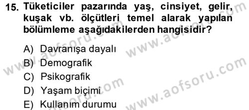 Reklamcılık Dersi 2013 - 2014 Yılı (Final) Dönem Sonu Sınav Soruları 15. Soru