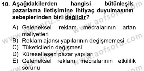 Reklamcılık Dersi Ara Sınavı Deneme Sınav Soruları 10. Soru