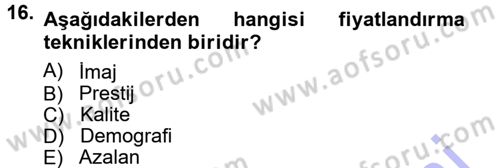 Reklamcılık Dersi 2014 - 2015 Yılı (Vize) Ara Sınav Soruları 16. Soru