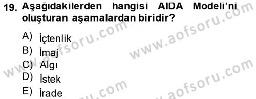 Reklamcılık Dersi 2014 - 2015 Yılı (Vize) Ara Sınav Soruları 19. Soru