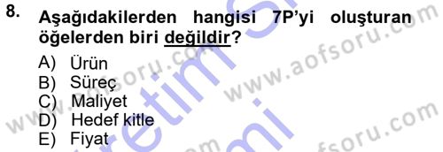 Reklamcılık Dersi 2014 - 2015 Yılı (Vize) Ara Sınav Soruları 8. Soru