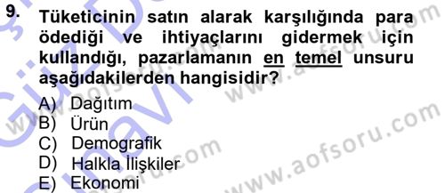 Reklamcılık Dersi Ara Sınavı Deneme Sınav Soruları 9. Soru