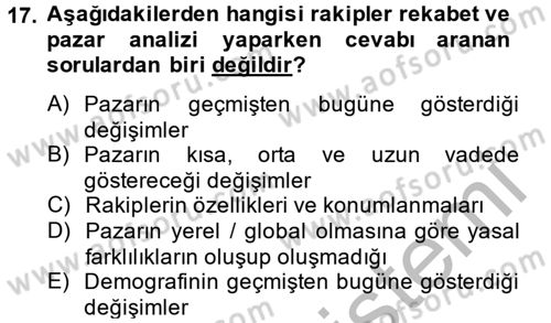 Reklamcılık Dersi 2014 - 2015 Yılı (Final) Dönem Sonu Sınav Soruları 17. Soru