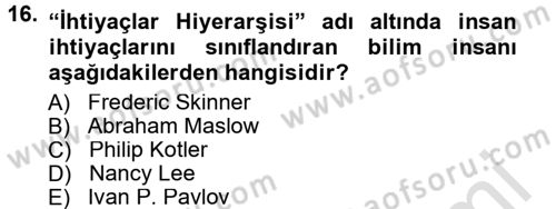 Reklamcılık Dersi 2014 - 2015 Yılı Tek Ders Sınav Soruları 16. Soru