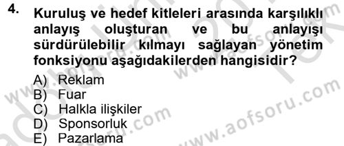 Reklamcılık Dersi 2014 - 2015 Yılı Tek Ders Sınav Soruları 4. Soru