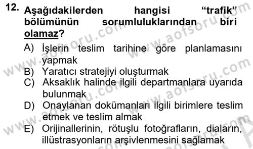 Reklamcılık Dersi 2014 - 2015 Yılı Yaz Okulu Sınav Soruları 12. Soru