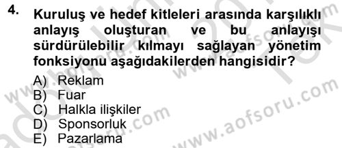 Reklamcılık Dersi 2014 - 2015 Yılı Yaz Okulu Sınav Soruları 4. Soru