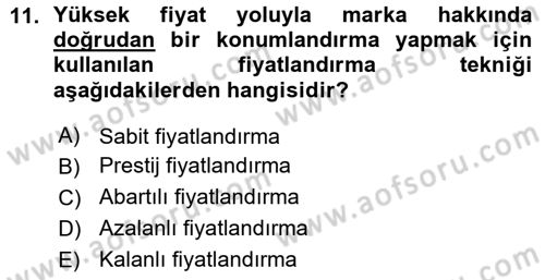 Reklamcılık Dersi Ara Sınavı Deneme Sınav Soruları 11. Soru