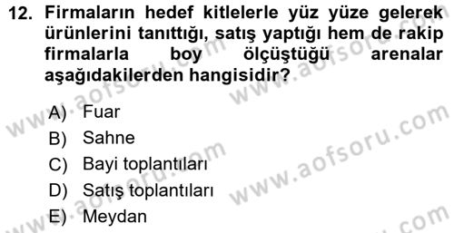 Reklamcılık Dersi Ara Sınavı Deneme Sınav Soruları 12. Soru
