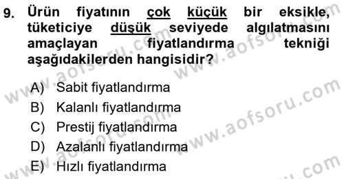 Reklamcılık Dersi Ara Sınavı Deneme Sınav Soruları 9. Soru