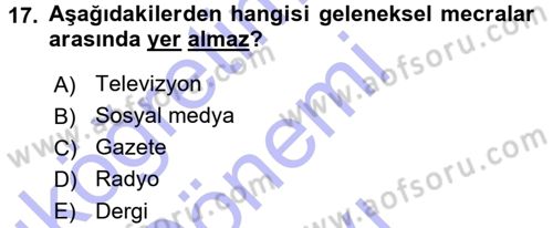 Reklamcılık Dersi 2015 - 2016 Yılı (Final) Dönem Sonu Sınav Soruları 17. Soru