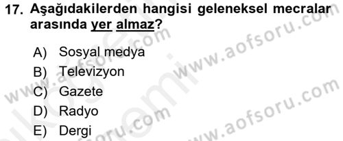 Reklamcılık Dersi 2015 - 2016 Yılı Tek Ders Sınav Soruları 17. Soru