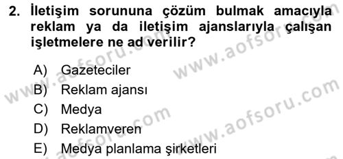Reklamcılık Dersi 2015 - 2016 Yılı Tek Ders Sınav Soruları 2. Soru