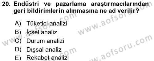 Reklamcılık Dersi 2015 - 2016 Yılı Tek Ders Sınav Soruları 20. Soru