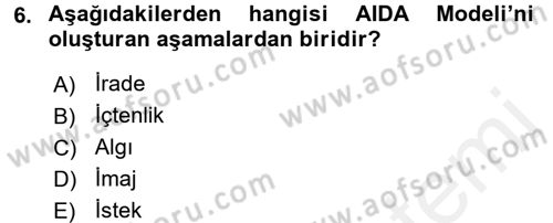 Reklamcılık Dersi 2015 - 2016 Yılı Tek Ders Sınav Soruları 6. Soru