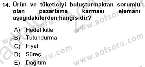 Reklamcılık Dersi 2016 - 2017 Yılı (Vize) Ara Sınav Soruları 14. Soru