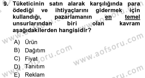 Reklamcılık Dersi Ara Sınavı Deneme Sınav Soruları 9. Soru
