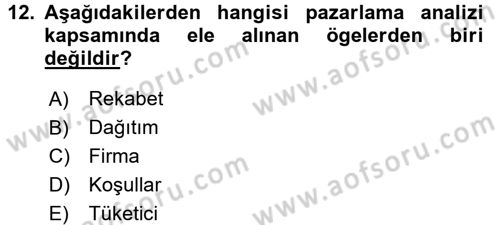 Reklamcılık Dersi 2016 - 2017 Yılı (Final) Dönem Sonu Sınav Soruları 12. Soru