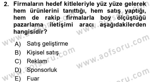 Reklamcılık Dersi 2016 - 2017 Yılı (Final) Dönem Sonu Sınav Soruları 2. Soru