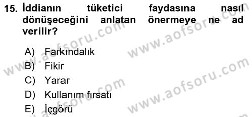 Reklamcılık Dersi 2017 - 2018 Yılı 3 Ders Sınav Soruları 15. Soru