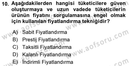 Reklamcılık Dersi Ara Sınavı Deneme Sınav Soruları 10. Soru