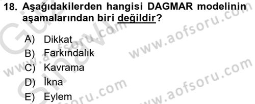 Reklamcılık Dersi Ara Sınavı Deneme Sınav Soruları 18. Soru