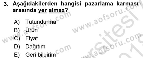 Reklamcılık Dersi 2017 - 2018 Yılı (Vize) Ara Sınav Soruları 3. Soru