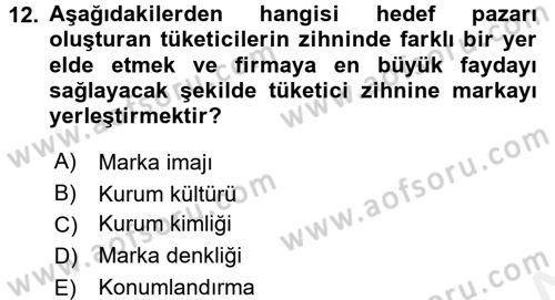 Reklamcılık Dersi 2017 - 2018 Yılı (Final) Dönem Sonu Sınav Soruları 12. Soru