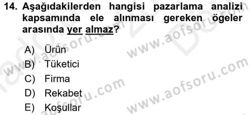 Reklamcılık Dersi 2017 - 2018 Yılı (Final) Dönem Sonu Sınav Soruları 14. Soru