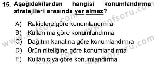Reklamcılık Dersi 2017 - 2018 Yılı (Final) Dönem Sonu Sınav Soruları 15. Soru