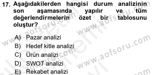 Reklamcılık Dersi 2017 - 2018 Yılı (Final) Dönem Sonu Sınav Soruları 17. Soru