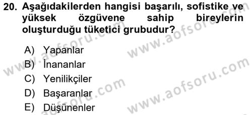 Reklamcılık Dersi 2017 - 2018 Yılı (Final) Dönem Sonu Sınav Soruları 20. Soru