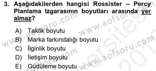 Reklamcılık Dersi 2017 - 2018 Yılı (Final) Dönem Sonu Sınav Soruları 3. Soru